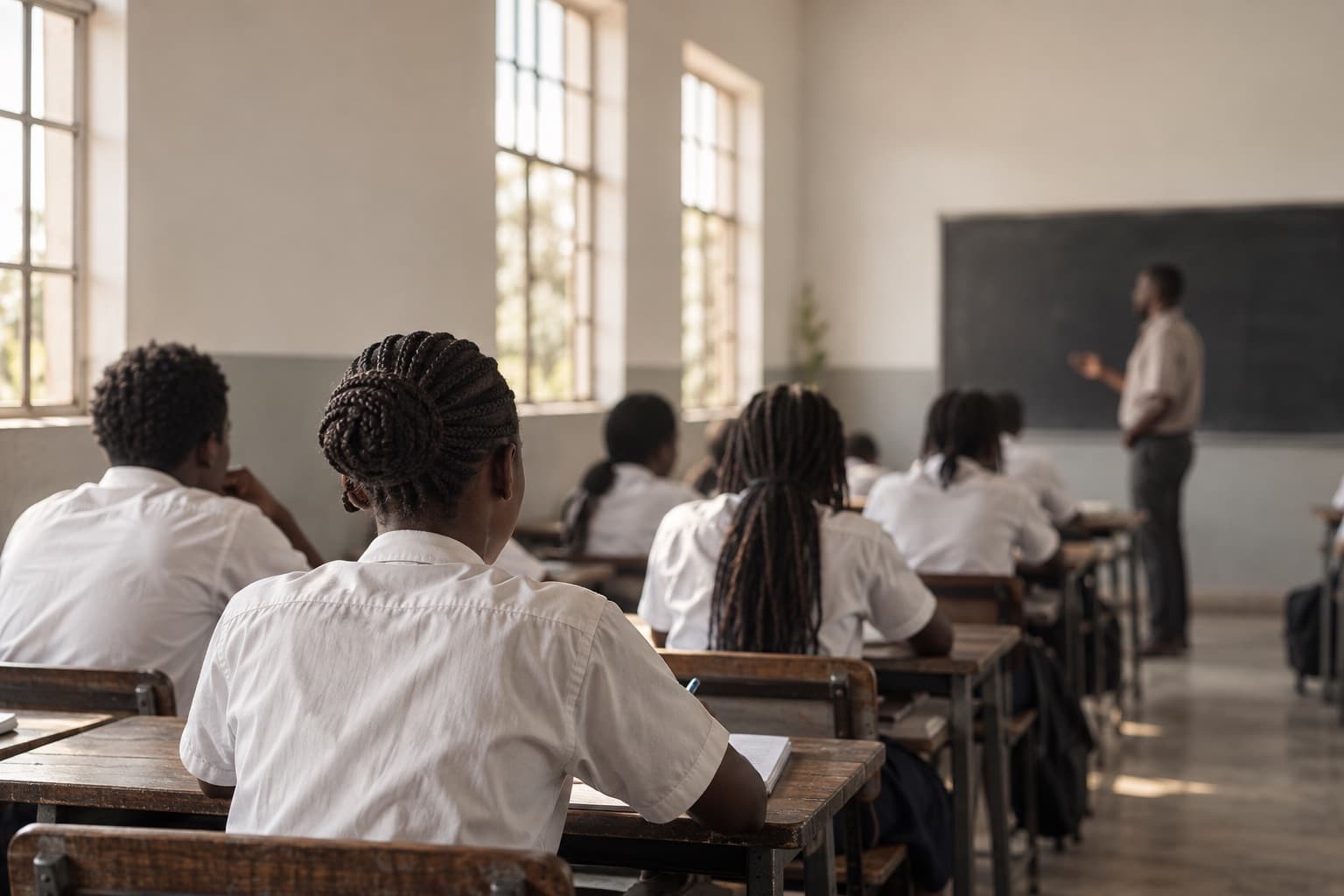 Sala de aula numa escola secundária moçambicana